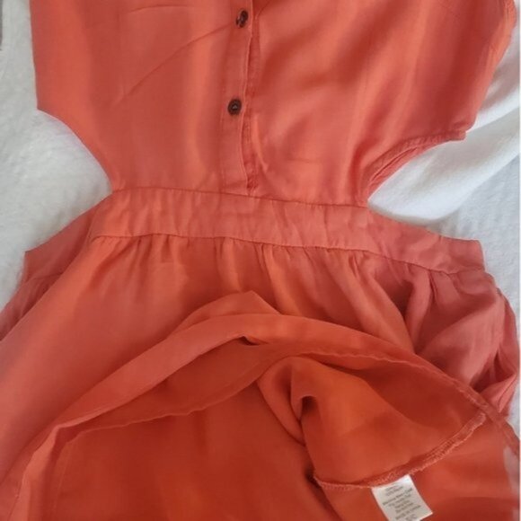 TCEC Los Angeles•Vintage Coral Cut-Out Retro Style Button Collar Dress - Picture 10 of 16